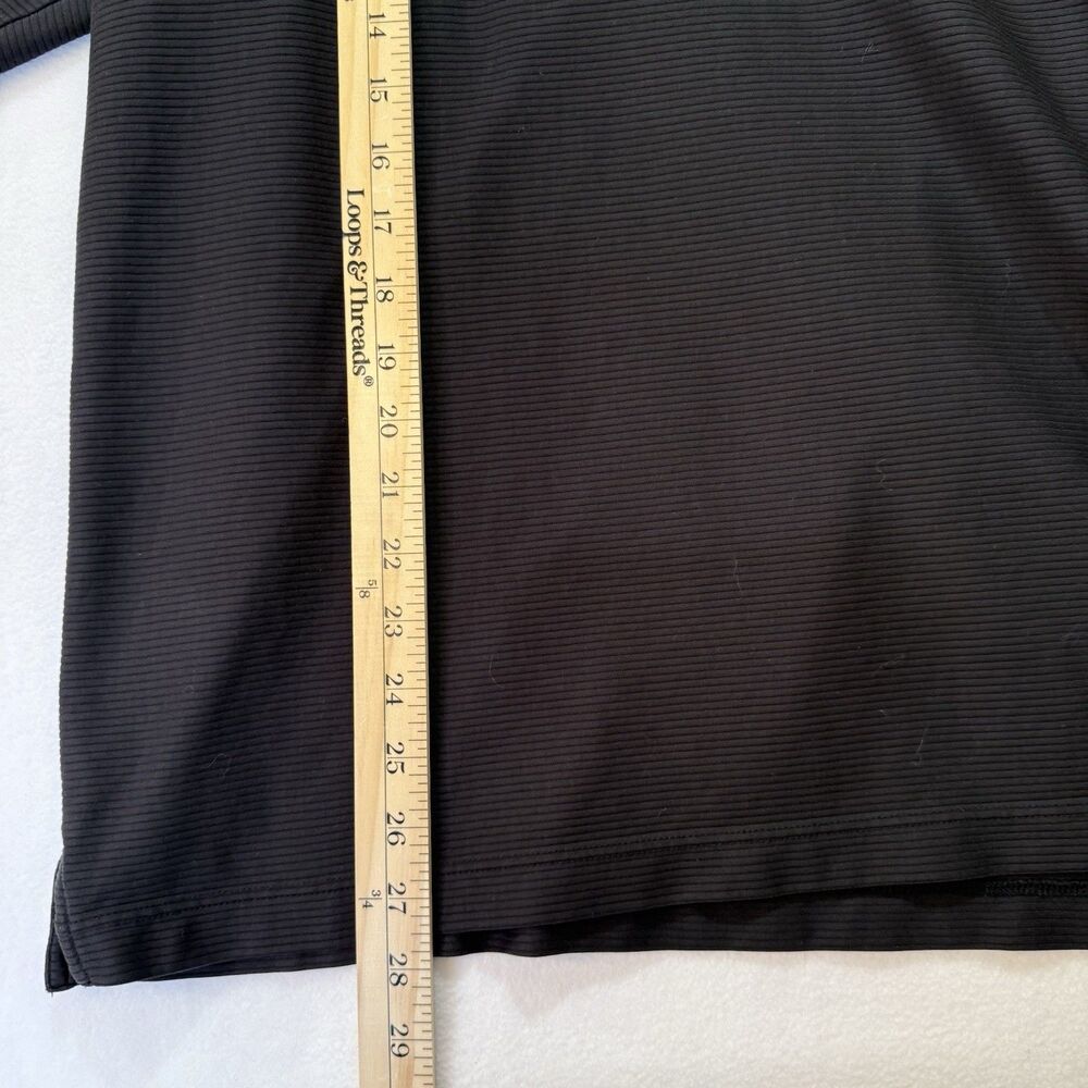 Murano Liquid Luxury XL Black Ribbed 100% Cotton Long Sleeve Polo Shirt Mens - Picture 7 of 8